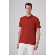 Morven  Erkek Kiremit Trend Desenli Polo Yaka T-Shirt