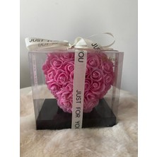 AGAPI Deluxe Yapay Güllü Kutuda Gri Kalp-Hediye Kutusu