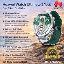 Huawei Ios & Android Uyumlu Yeşil Renk ,yeni Watch Ultimate 2, Zirkonyum Bazlı Sıvı Metal Kasa Akıllı Saat