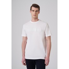 Morven  Erkek Ekru Trend Baskılı Bisiklet Yaka Dinamik Fit T-Shirt