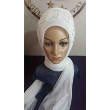 Simsiz Beyaz Hürrem Model Duvak,hazır Duvak,düğün,hazır Şal,hazır Türban,abiye Şal,sünnet,nişan,söz