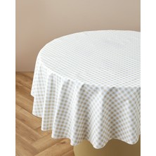 English Home Gridlane Pvc Yuvarlak Masa Örtüsü 140 cm Bej