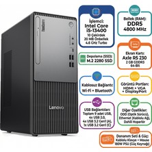 Lenovo Thinkcentre Neo 50T G5 Intel Core I5-13400 16GB 512GB SSD 2 GB R5 230 Windows 11 Pro Masaüstü Pc 12UB000ETR 055