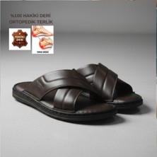 Cozi Company %100 Hakiki Deri Ortopedik Yumuşak Taban Günlük Erkek Terlik