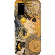 Karsu Design Samsung Galaxy S20 Uyumlu Baskılı Şeffaf Telefon Kılıfı | Koleksiyon: Boho Sun And Moon