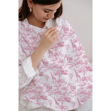 Tuğba Kuğu Müslin Emzirme Örtüsü - Pink Toile De Jouy