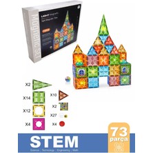 Oscar 73 Parça Manyetik Yapı Blokları - Mıknatıslı 3D Stem Eğitici Oyuncak Seti