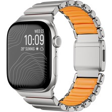 Watch 44MM Zore KRD-152 Titanyum Silikon Kordon - Gri-Turuncu