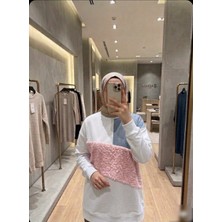 Azram Fashion Kadın Peluş ve Denim Detaylı Tunik