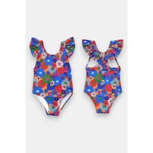 My Kids Wear Kız Çocuk Fırfır Detaylı Şık Tasarım Çapraz Askılı Mayo 12735
