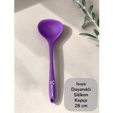 Multiamo Sert Uçlu Isıya Dayanıklı Yanmaz Yapışmaz Silikon 28 cm Kepçe 1 Adet / Beş Renk Seçeneği