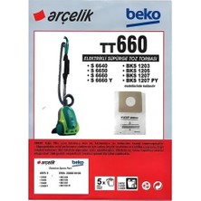 Arçelik TT660 S6660 Uyumlu Elektrikli Süpürge Toz Torbası 5 Adet