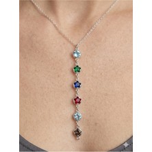 Stainless Steel 316L Gümüş Renk Kararmaz Çelik Yıldız Taşlı Kolye