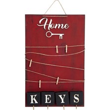 Dekoratif Home Keys Ahşap Resimlik ve Notluk (Kırmızı) ( Lisinya )
