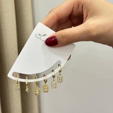 Ca Shopping 6 Lı Altın Kaplama Sallantılı Taşlı Küpe Seti