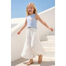 Queen Kids  Kız Çocuk Baskılı Kolsuz T-Shırt Mavi