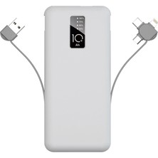 Beyaz Pw-05 Hızlı LED Göstergeli Micro Lightning Type-C Kablolu Taşınabilir Powerbank 10000MAH