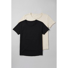 Defy's Defy’s Erkek Kısa Kollu Regular Fit Kayık Yaka Basic Tişört 2’li Set