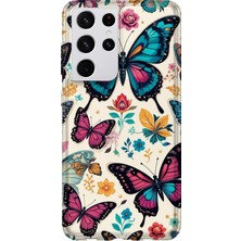 Karsu Design Samsung Galaxy S21 Ultra Uyumlu Baskılı Şeffaf Telefon Kılıfı | Koleksiyon: Butterfly Aesthetic