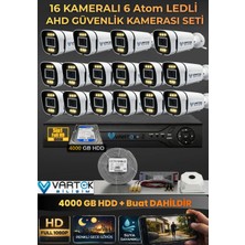 Vartek Bilişim 16 Kameralı 6 Atom LED Gece Renkli Görüşlü Güvenlik Kamerası Seti + 4 Tb HDD
