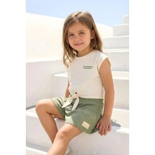 Queen Kids Kız Çocuk Baskılı  T-Shırt Krem