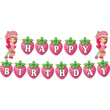 Parti Show Çilek Kız Temalı Happy Birthday Banner 17*170 cm