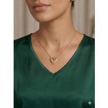 Stainless Steel 316L Çelik Taşlı Burma Kalp Kolye Altın Kararmaz