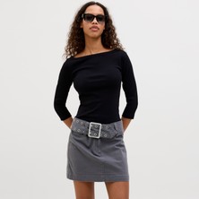 Jack & Jones Kadin Kayik Yaka Strech Fit Tisort - Fifi
