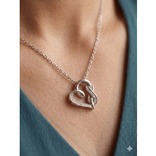 Stainless Steel 316L Gümüş Renk Çelik Taşlı Kalp Kolye