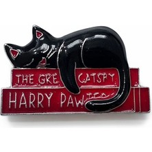 Cesicey Uykucu Siyah Kedi Broş Gümüş Renk