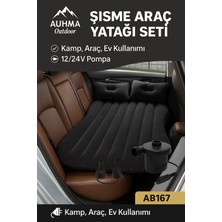 Yellowtech Araç Içi Şişme Yatak Seti Arka Koltuk Uyumlu Sedan Suv Oto Kamp Yatağı Pompalı Yastıklı Tamir Setli Katlanabilir Taşınabilir Seyahat Yatağı Siyah