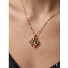 Stainless Steel 316L Çelik Altın Kaplama Taşlı Projeksiyon Kolye Kararmaz