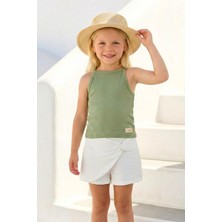 Queen Kids Kız Çocuk Halter Yaka Ribana  T-Shırt Haki