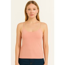 Vesantia Kadın Pudra Pembesi Viskon Iç Göstermez Çift Katlı Likralı Uzun Atlet