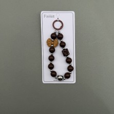 Mare Accessories Kahverengi Boncuk Detaylı Şeffaf Kartlıklı Anahtarlık