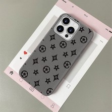 HONTINGA iPhone 16 Pro ile Uyumlu Kılıfı Deri Dokusu Anti Düşme Yumuşak Silikon Telefon Kılıfı Marka Desen K7-3087