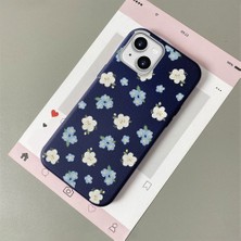HONTINGA iPhone 15 ile Uyumlu Kılıfı Deri Dokusu Anti Düşme Yumuşak Silikon Telefon Kılıfı Çiçek Desen K7-3079