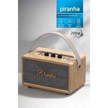 Piranha 7850-T Retro Bluetooth Hoparlör 20W Rms | Taşınabilir Kablosuz Speaker | Type-C Şarj | Usb/tf Destekli