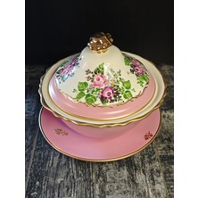 Manushum El Boyaması Porselen Gülbahar Çukur Sahan-Pembe