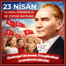 Ti Play 23 Nisan Ulusal Egemenlik ve Çocuk Bayramı Premium Vinil Pano Süsü 160X160 cm | Tek Parça Okul Sınıf Panosu (Model 16)