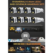 Vartek Bilişim 8 Kameralı 6 Atom LED Gece Renkli Görüşlü Güvenlik Kamerası Seti + 320 GB HDD