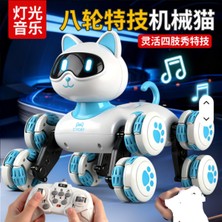 2.4 Ghz Uzaktan Kumandalı Sarjlı Dans Eden 8 Tekerli Akıllı Robotik Kedi Sesli Işıklı 19 cm