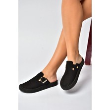 Fox Shoes Y596148402 Siyah Süet Önü Kapalı Sabo Terlik