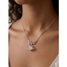 Stainless Steel 316L Çelik Gümüş Renk Taşlı Pembe Kalp Kolye