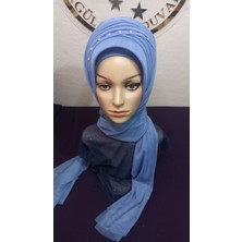 Simsiz Indigo Mavisi Duvak,hazır Duvak,düğün,hazır Şal,hazır Türban,abiye Şal,sünnet,nişan,söz