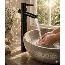 Eshome Siyah Lavabo Bataryası Çanak Lavabo Uyumlu Pirinç Gövde Siyah Mat Modern Banyo Musluğu