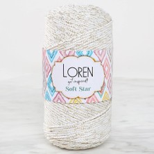 Hobibahçem Loren Soft Star Makrome Ipi Sarı Simli Krem RM103