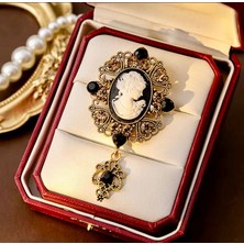 Rachel Silver Gold Renk Zirkon Taşlı Lady Cameo Kraliçe Broş