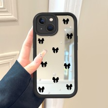 HONTINGA iPhone 15 ile Uyumlu Aynalı Kılıfı Düşüme Önleyici Basitlik Anti Düşme Kamera Korumali Fiyonk Desen Yumuşak Silikon Telefon Kılıfı Kadın ve Erkek Için Uygundur K2-9114