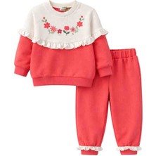 Monvoi Kız Çocuk Çiçek Desenli 2’li Takım (Sweatshirt + Eşofman Altı)